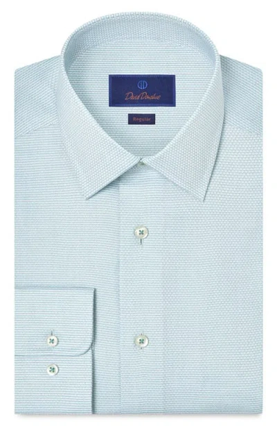 David Donahue Regular Fit Microcheck Cotton Dobby Dress Shirt In Blue