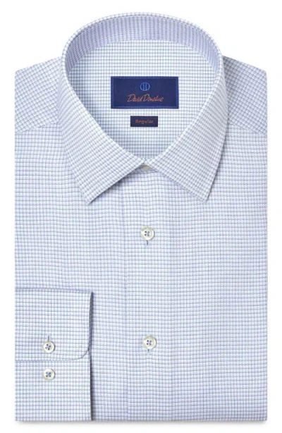David Donahue Regular Fit Microcheck Cotton Dress Shirt In Blue