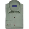 David Donahue Regular Fit Microgeometric Print Cotton Dobby Dress Shirt In Green