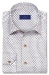 David Donahue Regular Fit Microgeometric Print Cotton Dobby Dress Shirt In Multi