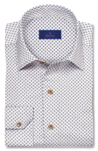 David Donahue Regular Fit Microgeometric Print Cotton Dobby Dress Shirt In Multi