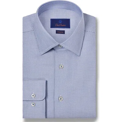 David Donahue Regular Fit Micropattern Cotton Dobby Dress Shirt In Blue