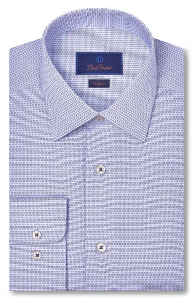 David Donahue Regular Fit Micropattern Cotton Dobby Dress Shirt In Purple