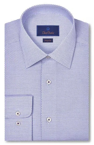 David Donahue Regular Fit Micropattern Cotton Dobby Dress Shirt In Blue