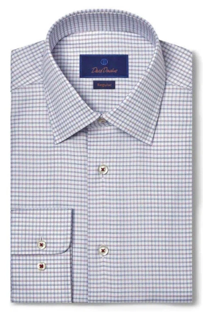 David Donahue Regular Fit Micropattern Cotton Dress Shirt In Blue