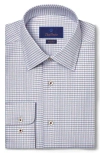 David Donahue Trim Fit Check Cotton Dress Shirt In Navy/merlot