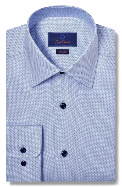 David Donahue Regular Fit Micropattern Pima Cotton Dress Shirt In Sky/blue