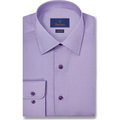 David Donahue Regular Fit Microprint Dress Shirt In Purple