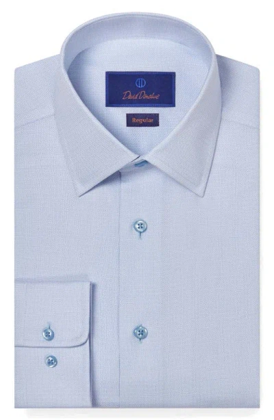 David Donahue Regular Fit Royal Oxford Textured Dress Shirt In Sky/ White
