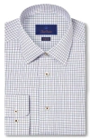 David Donahue Regular Fit Shadow Check Cotton Dobby Dress Shirt In White