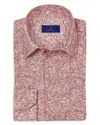 David Donahue Regular Fit Texture Floral Print Linen Sport Shirt In Nantucket
