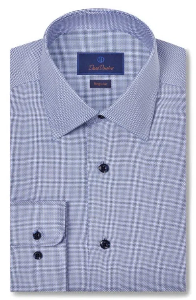 David Donahue Regular Fit Textured Microdobby Dress Shirt In Blue