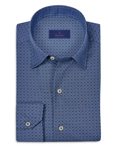 DAVID DONAHUE REGULAR FIT TONAL GEOMETRIC PRINT SPORT SHIRT