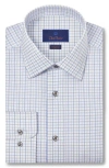 David Donahue Regular Fit Twill Windowpane Dress Shirt In Blue
