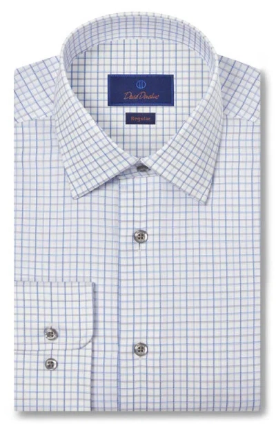 David Donahue Regular Fit Twill Windowpane Dress Shirt In Blue