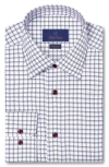 David Donahue Regular Fit Windowpane Check Cotton Dobby Dress Shirt In Blue