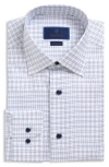 David Donahue Regular Fit Windowpane Cotton Dress Shirt In Blue