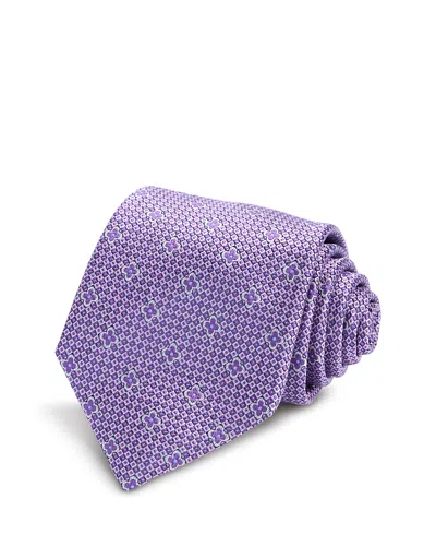 David Donahue Silk Classic Diamond Floral Tie In Gold