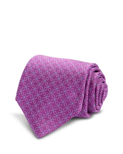 David Donahue Silk Classic Floral Tie In Purple