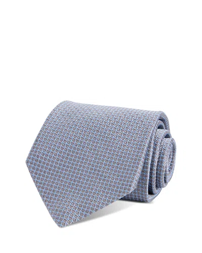 David Donahue Silk Classic Geometric Pattern Tie In Blue