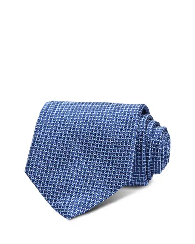 David Donahue Silk Classic Geometric Pattern Tie In Blue