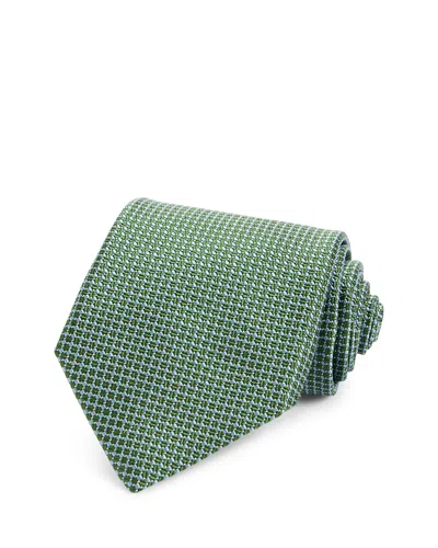 David Donahue Silk Classic Geometric Pattern Tie In Green