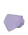 David Donahue Silk Classic Geometric Pattern Tie In Purple