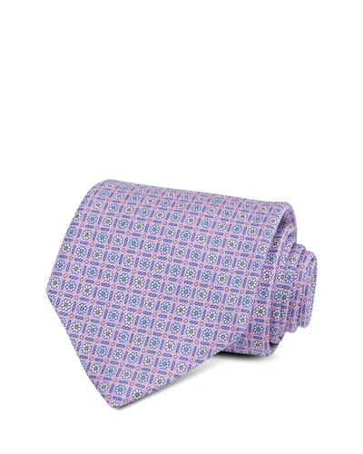 David Donahue Silk Classic Geometric Pattern Tie In Purple