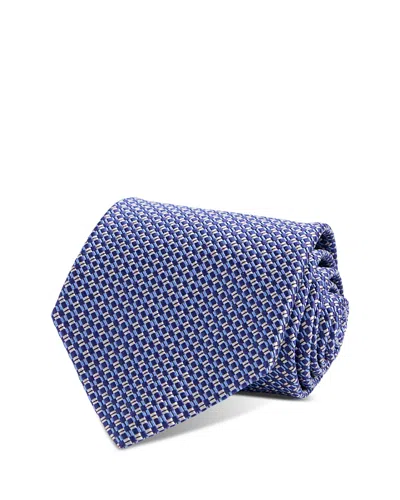 David Donahue Silk Classic Geometric Tie In Blue