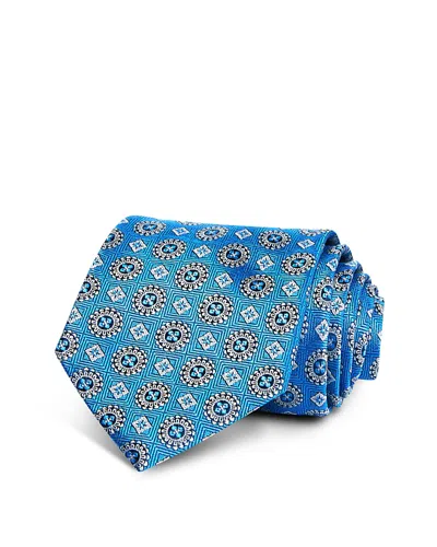 David Donahue Silk Classic Medallion Tie In Blue