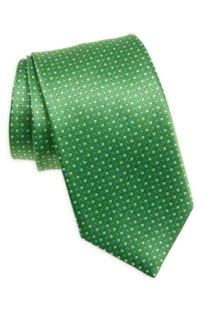 David Donahue Silk Jacquard Tie In Grass