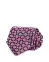 David Donahue Floral Geometric Medallion Silk Tie In Berry