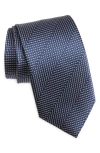 David Donahue Silk Stripe Tie In Blue
