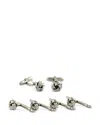 David Donahue Silver Plated Knot Shirt Stud & Cufflinks Set In Silver