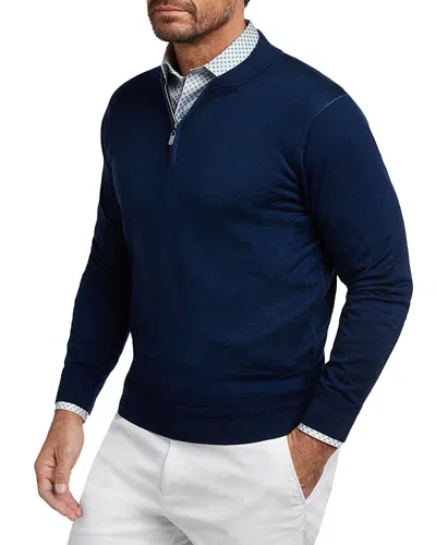 David Donahue Skipper Merino Wool Blend Quarter Zip Sweater In Blue