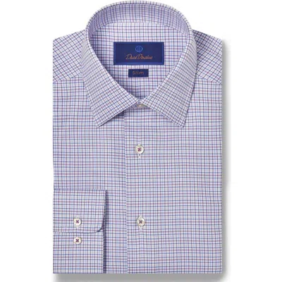 David Donahue Slim Fit Check Cotton Twill Dress Shirt In Lilac/blue