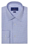 David Donahue Slim Fit Check Cotton Twill Dress Shirt In Wht/blue