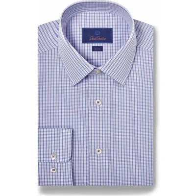 David Donahue Slim Fit Check Pima Cotton Dress Shirt In Blue/lilac