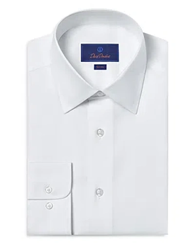 David Donahue Slim Fit Cotton Barrel Cuff Dress Shirt In White