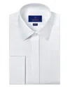 David Donahue Trim Fit Birdseye French Cuff Dress Shirt In White
