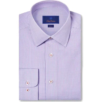 David Donahue Slim Fit Textured Micro Dobby Dress Shirt In Purple