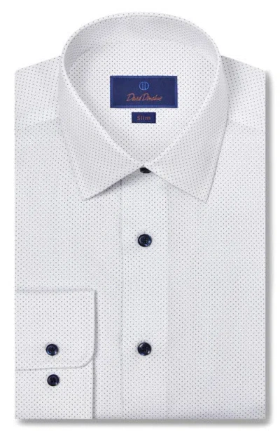 David Donahue Slim Fit Dot Print Dress Shirt In Blue