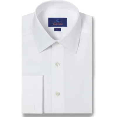 David Donahue Slim Fit French Cuff Cotton Broadcloth Dress Shirt In White
