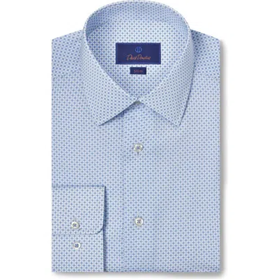 David Donahue Slim Fit Geometric Cotton Dress Shirt In Blue