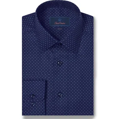 David Donahue Slim Fit Geometric Dot Cotton Twill Dress Shirt In Navy