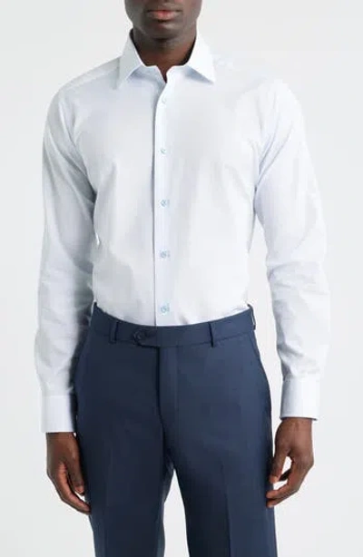 David Donahue Slim Fit Geometric Pattern Cotton Dobby Dress Shirt In Gray