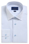 David Donahue Slim Fit Geometric Pattern Cotton Dobby Dress Shirt In White