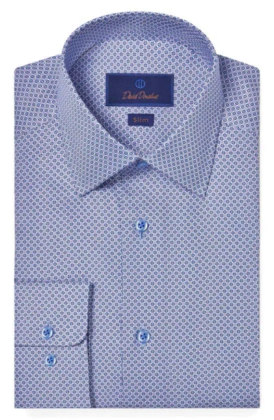 David Donahue Slim Fit Geometric Print Dress Shirt In Blue/berry