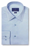 David Donahue Slim Fit Geometric Print Pima Cotton Oxford Cloth Dress Shirt In Sky