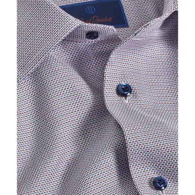 David Donahue Slim Fit Micro Dobby Cotton Dress Shirt In Blue